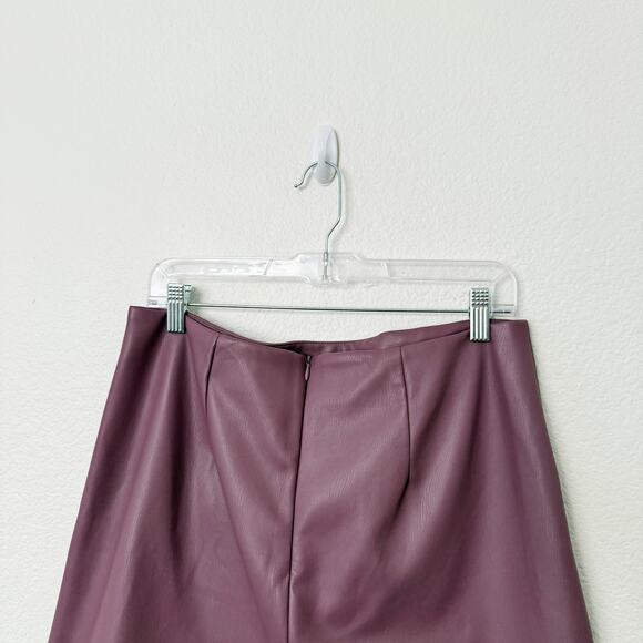 [Anthropologie] Maeve Purple Faux Leather Side-Slit Micro Mini Skirt NWT Size 12 - Picture 4 of 12
